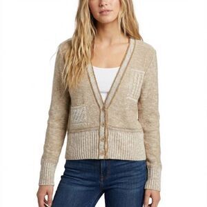 Patty Woodard Vintage Tan Knit Cardigan Medium Retro Coastal Grandmother Neutral